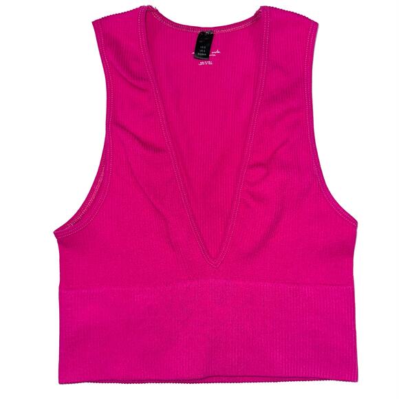 Urban Outfitters Out From Under Hailey Seamless Ribbed Plunge Crop Top Size S - Picture 2 of 8